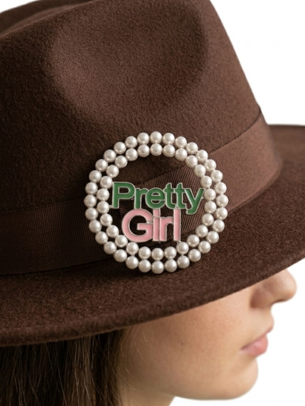 Alpha Kappa Alpha AKA Pretty Girl Round Brooch Pin NWT Pink Green Sorority Gift - Picture 6 of 7